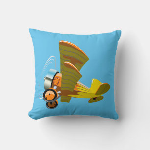 Cartoon retro aeroplane cushion