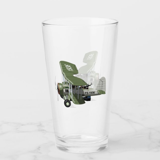 Cartoon retro aeroplane glass (Front)