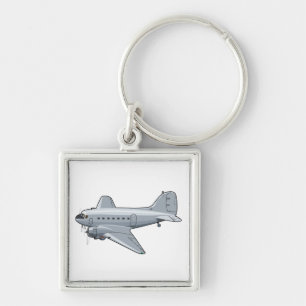 Cartoon retro aeroplane key ring