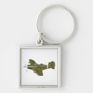 Cartoon retro aeroplane key ring