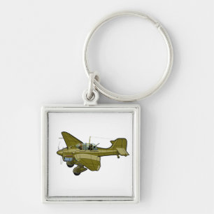 Cartoon retro aeroplane key ring