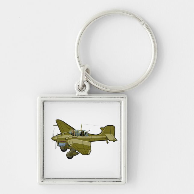 Cartoon retro aeroplane key ring (Front)