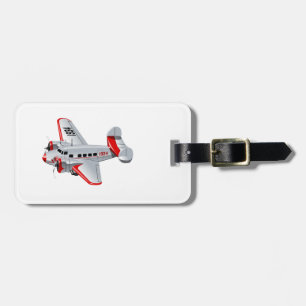 Cartoon retro aeroplane luggage tag