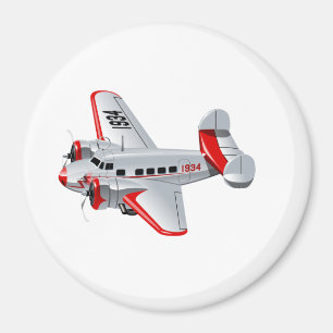 Cartoon retro aeroplane magnet