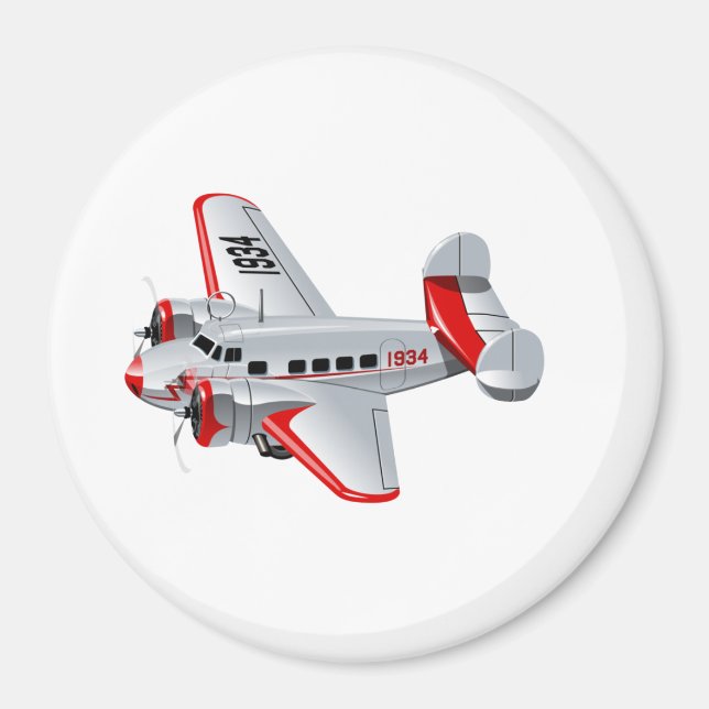 Cartoon retro aeroplane magnet (Front)