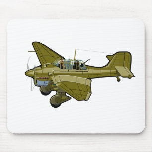Cartoon retro aeroplane mouse mat