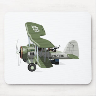 Cartoon retro aeroplane mouse mat