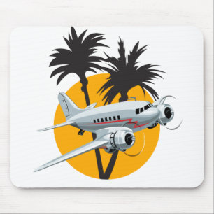 Cartoon retro aeroplane mouse mat