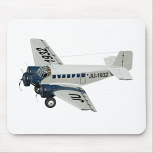 Cartoon retro aeroplane mouse mat