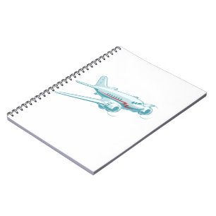 Cartoon retro aeroplane notebook