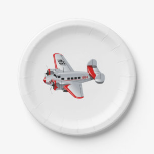 Cartoon retro aeroplane paper plate