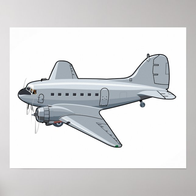 Cartoon retro aeroplane poster (Front)