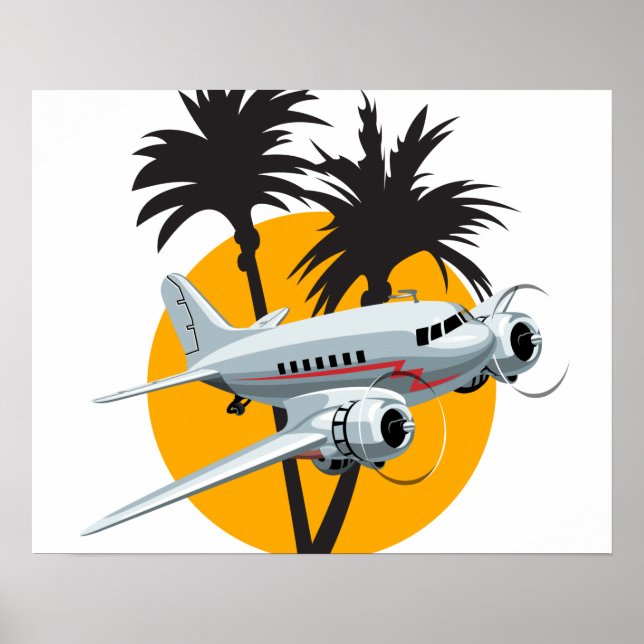 Cartoon retro aeroplane poster (Front)
