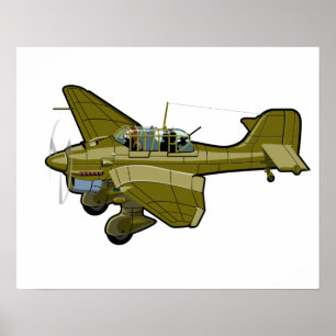 Cartoon retro aeroplane poster