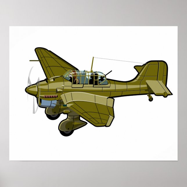 Cartoon retro aeroplane poster (Front)