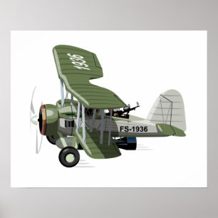 Cartoon retro aeroplane poster