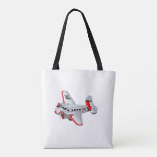 Cartoon retro aeroplane tote bag