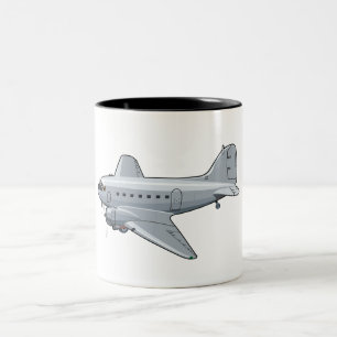Cartoon retro aeroplane Two-Tone coffee mug