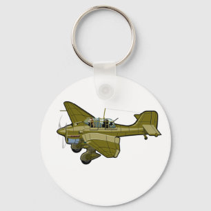 Cartoon retro bomber key ring