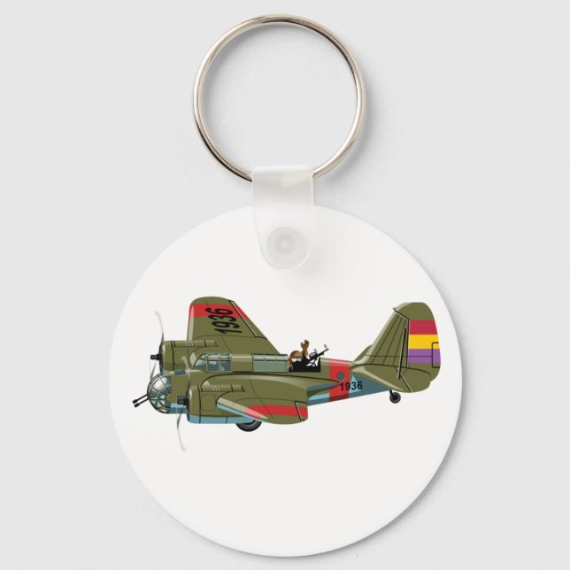 Cartoon retro bomber key ring (Front)