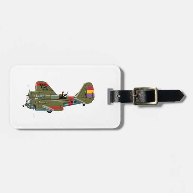 Cartoon retro bomber luggage tag (Front Horizontal)