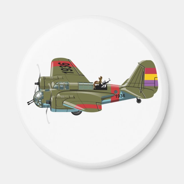 Cartoon retro bomber magnet (Front)
