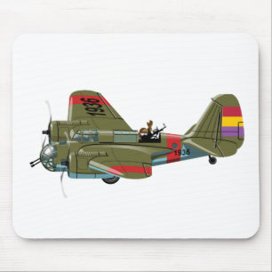 Cartoon retro bomber mouse mat