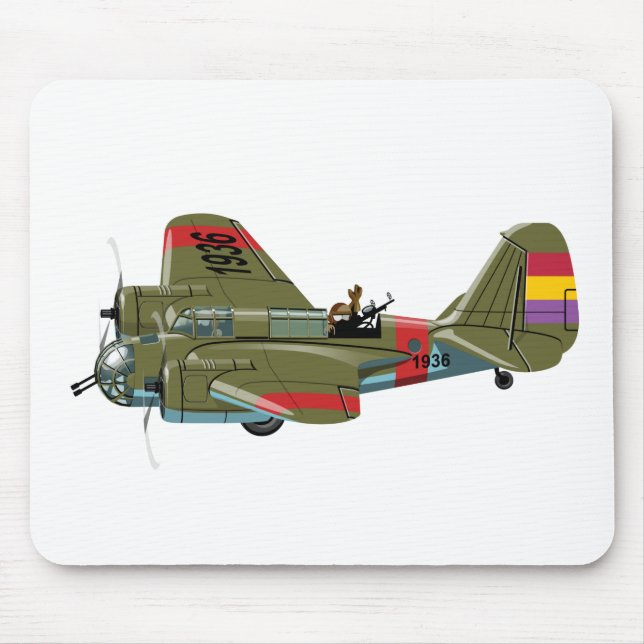 Cartoon retro bomber mouse mat (Front)