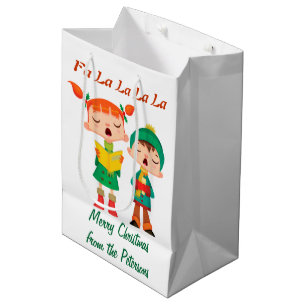 Cartoon Retro Christmas Carolers Personalised Medium Gift Bag