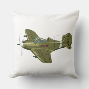 Cartoon retro fighter plane cushion