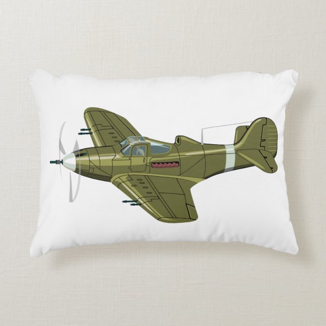 Cartoon retro fighter plane decorative cushion (Front)