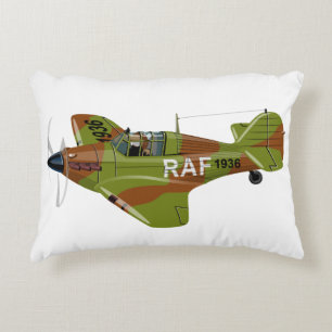 Cartoon retro fighter plane decorative cushion