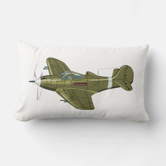 Cartoon retro fighter plane lumbar cushion (Front)