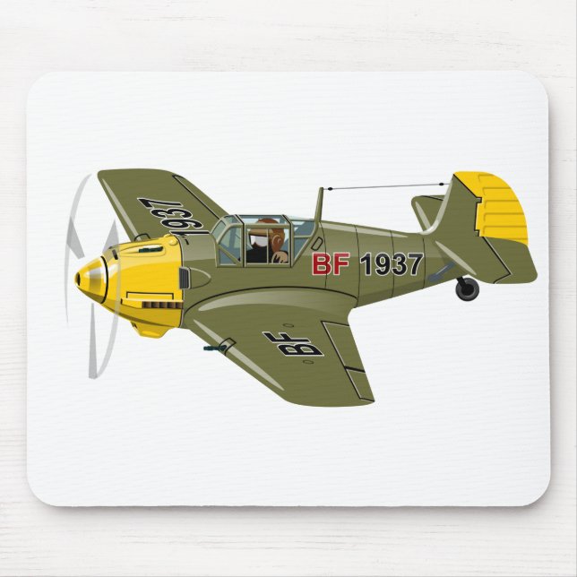 Cartoon retro fighter plane mouse mat (Front)