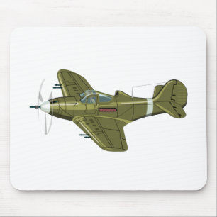Cartoon retro fighter plane mouse mat