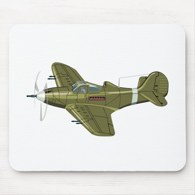 Cartoon retro fighter plane mouse mat (Front)