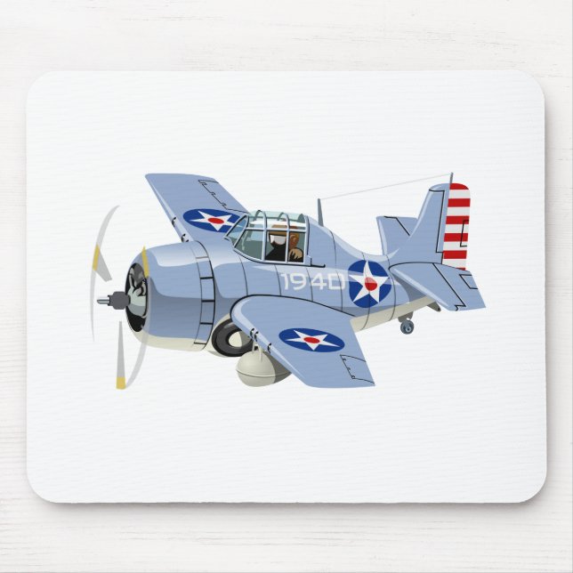 Cartoon retro fighter plane mouse mat (Front)