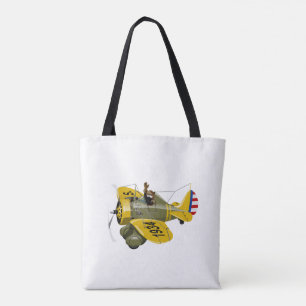 Cartoon retro fighter plane tote bag