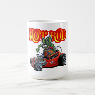 Cartoon retro hot rod coffee mug