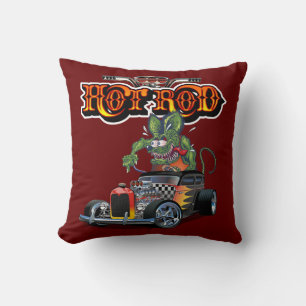 Cartoon retro hot rod cushion
