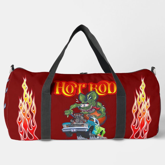 Cartoon retro Hot Rod Duffle Bag (Front)