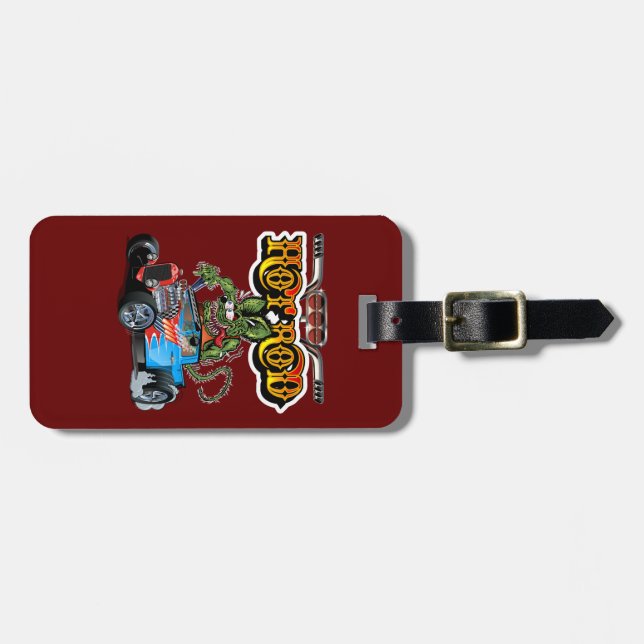 Cartoon retro hot rod luggage tag (Front Horizontal)