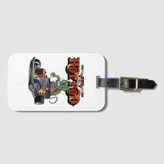 Cartoon retro hot rod luggage tag