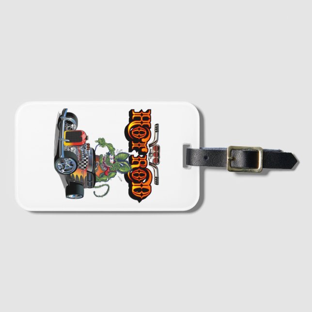 Cartoon retro hot rod luggage tag (Front Horizontal)