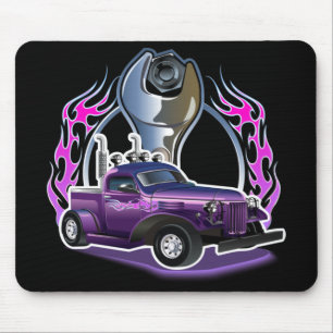 Cartoon retro hot rod mouse mat