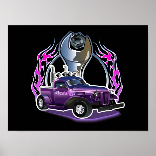 Cartoon retro hot rod poster (Front)