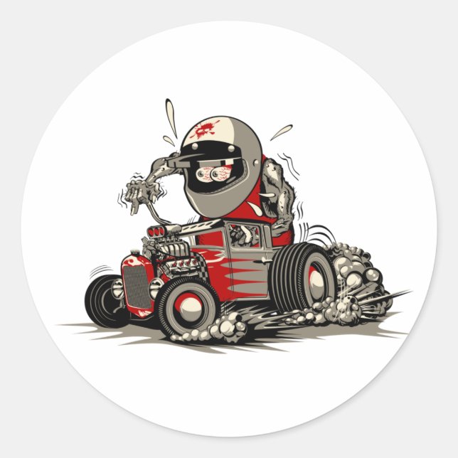 Cartoon retro rat rod classic round sticker (Front)