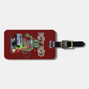 Cartoon retro rat rod luggage tag