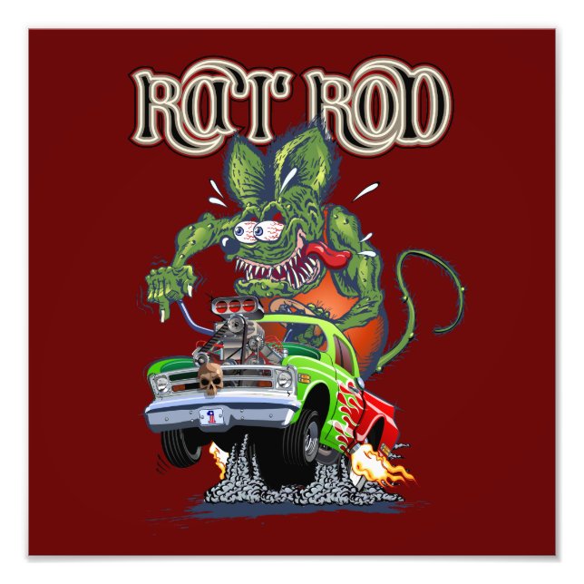 Cartoon retro rat rod photo print (Front)