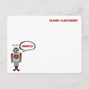 Cartoon Retro Robot Kids Boy Birthday Thank You